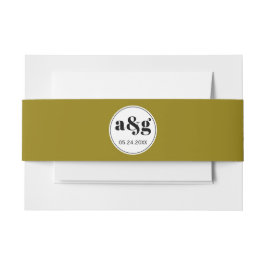 Einfache, elegante schwarze Initialen Olivenöl Hoc Einladungsbanderole