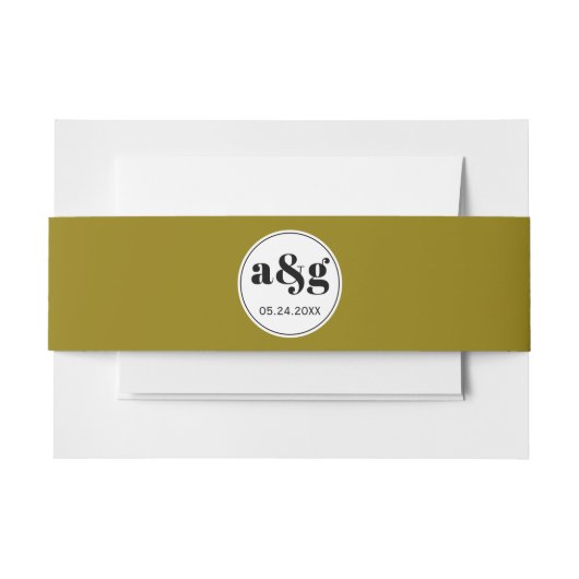 Einfache, elegante schwarze Initialen Olivenöl Hoc Einladungsbanderole (Vorderseite Beispiel)