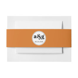 Einfache elegante schwarze Initialen orange Hochze Einladungsbanderole