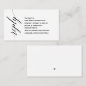 Einfache Elegante Schwarze Kalligraphie, Abendesse Begleitkarte (Vorne/Hinten)