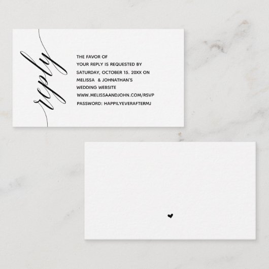 Einfache Elegante Schwarze Kalligraphie, Abendesse Begleitkarte (Vorne/Hinten)