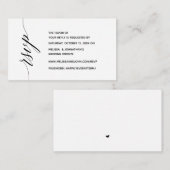 Einfache Elegante Schwarze Kalligraphie, Abendesse Begleitkarte (Vorne/Hinten)