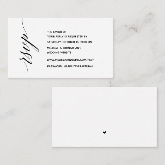 Einfache Elegante Schwarze Kalligraphie, Abendesse Begleitkarte (Vorne/Hinten)