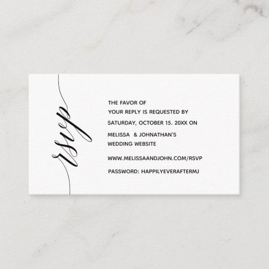 Einfache Elegante Schwarze Kalligraphie, Abendesse Begleitkarte (Vorderseite)