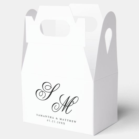 Einfache Elegante Schwarze Monogramm-Initialen Hoc Geschenkschachtel (Geöffnet)