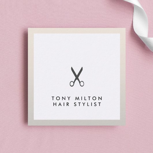 Einfache Elegante Schwarze Scheren Haarstylistin Quadratische Visitenkarte