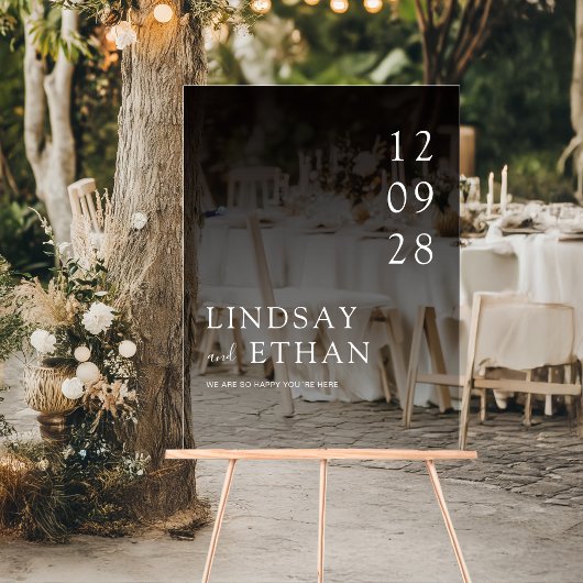 Einfache elegante schwarze transparente Hochzeit Acrylschild