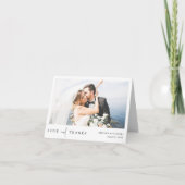 Einfache Elegante Schwarze Typografie Foto Hochzei Dankeskarte (Vorderseite)