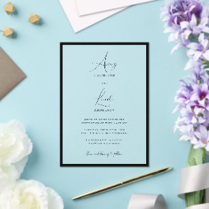 Einfache elegante schwarze und weiße Border-Script Acryleinladungen