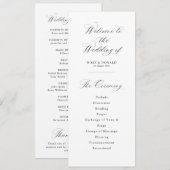 Einfache elegante schwarze und weiße Hochzeit Programm (Vorne/Hinten)