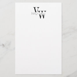 Einfache elegante schwarze und weiße Initialen  Briefpapier