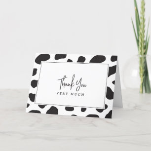 Einfache, elegante schwarze und weiße Kuh als Gebu Dankeskarte