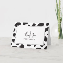 Einfache, elegante schwarze und weiße Kuh als Gebu Dankeskarte