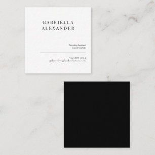 Einfache elegante schwarze und weiße quadratische  visitenkarte