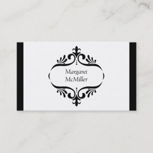 Einfache elegante schwarze Vintage-Scroll-Petal-Ra Visitenkarte