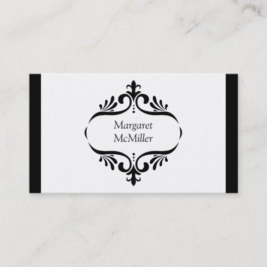 Einfache elegante schwarze Vintage Visitenkarte (Vorderseite)
