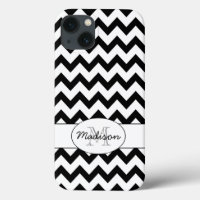 Einfache, elegante Schwarzweiß-Zickzack Monogramm