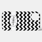 Einfache, elegante Schwarzweiß-Zickzack Monogramm Case-Mate iPhone Hülle (Rückseite (Horizontal))