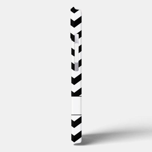 Einfache, elegante Schwarzweiß-Zickzack Monogramm Case-Mate iPhone Hülle (Rückseite / Links)