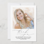 Einfache Elegante Script 2 Foto Abschluss Dankeskarte (Vorderseite)