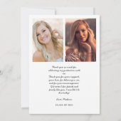 Einfache Elegante Script 3 Foto Abschluss Dankeskarte (Rückseite)
