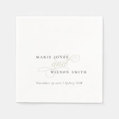 Einfache, elegante Script Black & White Wedding Serviette (Vorderseite)
