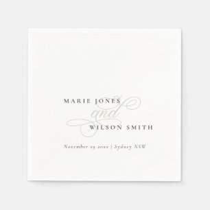 Einfache, elegante Script Black & White Wedding Serviette