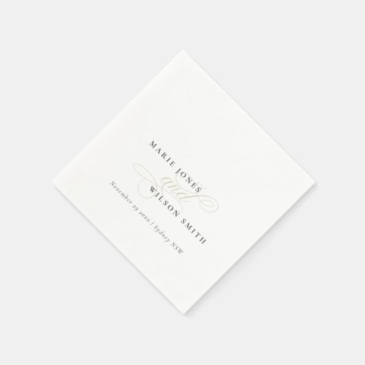 Einfache, elegante Script Black & White Wedding Serviette (Ecke)