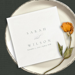 Einfache, elegante Script Black & White Wedding Serviette