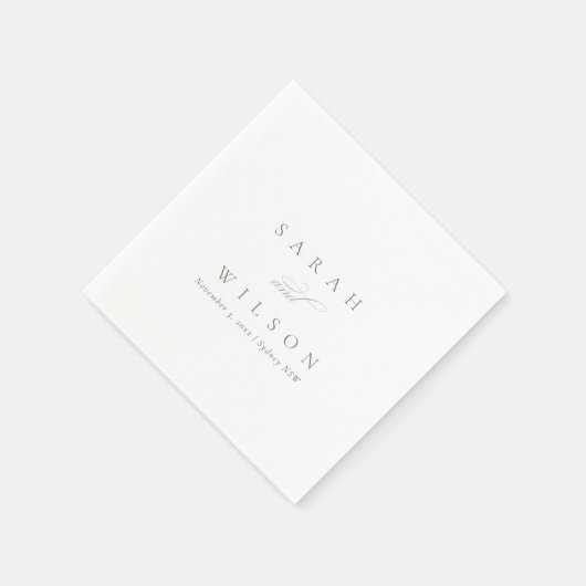 Einfache, elegante Script Black & White Wedding Serviette (Ecke)