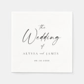 Einfache, elegante Script Black & White Wedding Serviette (Vorderseite)