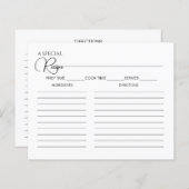 Einfache, elegante Script-Brautparty-Rezept-Karte (Vorne/Hinten)