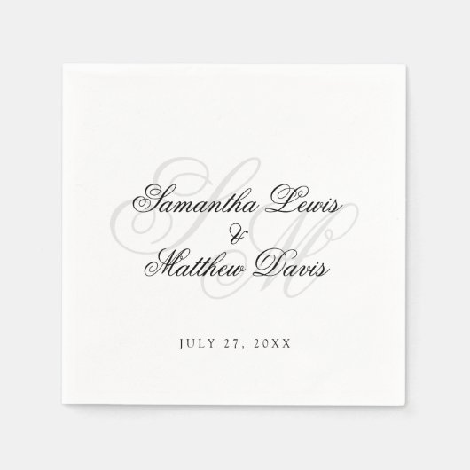 Einfache, elegante Script Bride Groom Monogram Wed Serviette (Vorderseite)