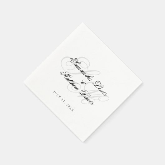 Einfache, elegante Script Bride Groom Monogram Wed Serviette (Ecke)