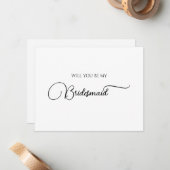Einfache elegante Script Bridesmaid Vorschlagskart Mitteilungskarte (Vorderseite/Rückseite Beispiel)