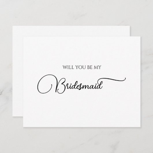 Einfache elegante Script Bridesmaid Vorschlagskart Mitteilungskarte (Vorne/Hinten)
