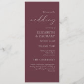 Einfache, elegante Script Burgundy Wedding Programm (Vorderseite)