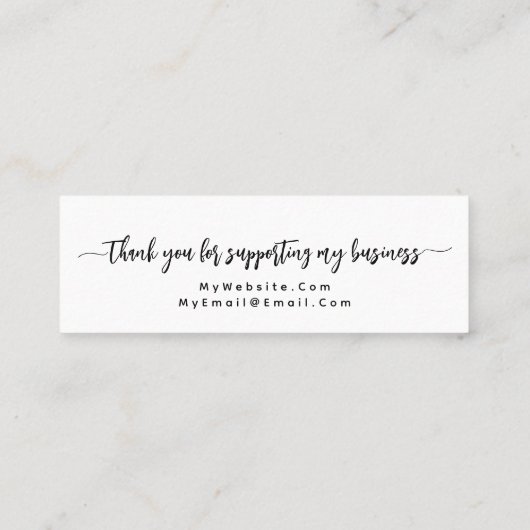 Einfache Elegante Script Calligraphy Mini Mini Visitenkarte (Rückseite)