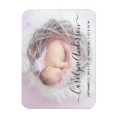 Einfache Elegante Script-Foto-Geburtsankündigung Magnet (Vertikal)
