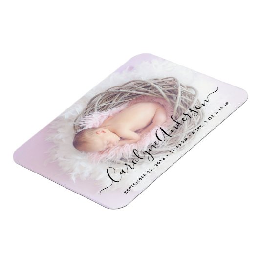 Einfache Elegante Script-Foto-Geburtsankündigung Magnet (Linke Seite)