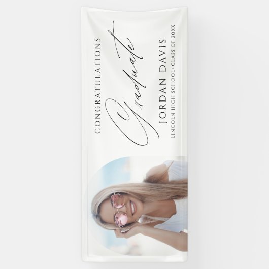 Einfache Elegante Script-Foto-Graduation-Party Banner (Vertikal)