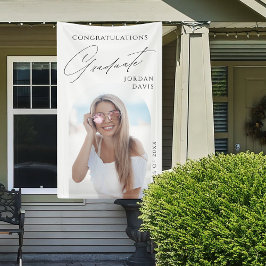 Einfache Elegante Script-Foto-Graduation-Party Banner