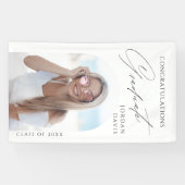 Einfache Elegante Script-Foto-Graduation-Party Banner (Horizontal)