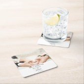 Einfache, elegante Script-Foto-Hochzeitsfeier Rechteckiger Pappuntersetzer (Vor Ort)