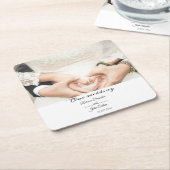Einfache, elegante Script-Foto-Hochzeitsfeier Rechteckiger Pappuntersetzer (angewinkelt)