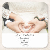 Einfache, elegante Script-Foto-Hochzeitsfeier Rechteckiger Pappuntersetzer (Vorderseite)