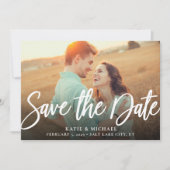 Einfache elegante Script-Foto-Save the Date-Karte Einladung (Vorderseite)