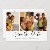 Einfache, elegante Script-FotoCollage Save The Date (Vorne/Hinten)