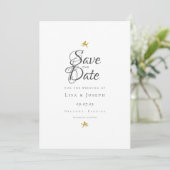 Einfache, elegante Script-Gold-Cupids Save the Dat Einladung (Stehend Vorderseite)