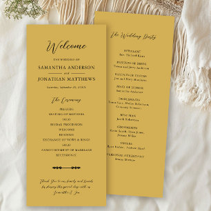 Einfache, elegante Script Gold-Hochzeit Programm